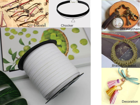 Pamir Tong 5mm Faux Suede Leather Cord String for Jewerly Making 40 Yards White Bracelet Cords Flat Thin Leather Lace Thread for Necklace-Chocker ...