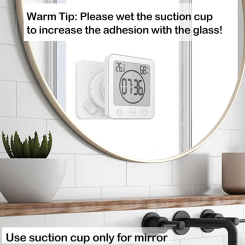 Waterproof Hanging Wall Clock Shower Timer, Large Digital Bathroom Alarm Clock for Kids, Big Visual Kitchen Cooking Countdown Timer, Bath Temperat...
