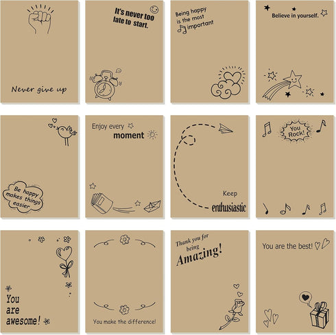 12 Pcs Sticky Notes 3 x 4 Inch Cute Sticky Notes Post Notes Motivational Stick Pads Appreciation Self Sticky Notes for Office School, 30 Sheets Ea...