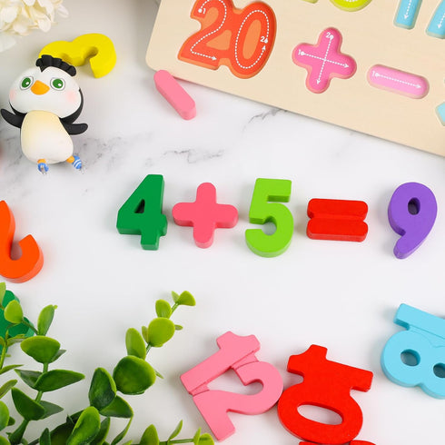 LovesTown Wooden Puzzles for Kids, Number Shape Puzzles Preschool Educational Toys Montessori Toddler Puzzles for Boys Girls...