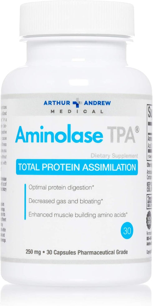 Arthur Andrew Medical - Aminolase TPA, Total Protein Assimilation, Optimal Protein Absorption and Decreased Gas and Bloating, Vegan, Non-GMO, 30 C...