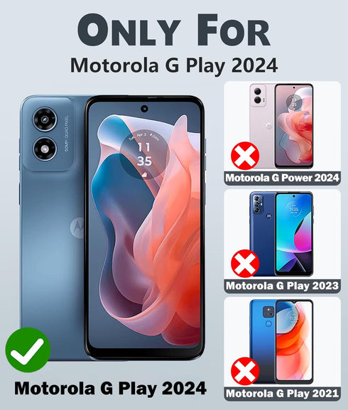 for Moto G Play 2024 Case with 2 Pack Screen Protector,Military Grade Shockproof, Heavy Duty Robust Bumper Cover with Kickstand for Motorola G Pla...
