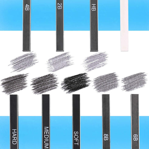 Dyvicl Compressed Graphite Charcoal Sticks, Square Black White Charcoal for Drawing, Sketching, Shading, Blending, Pack of 18 Charcoal Drawing Set...