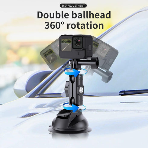TELESIN Suction Cup Car Mount with Phone Holder, Windshield Window Dashboard Boats Vehicle Attach for GoPro Max Mini Hero 12 11 10 9 8 7 6 5 Insta...