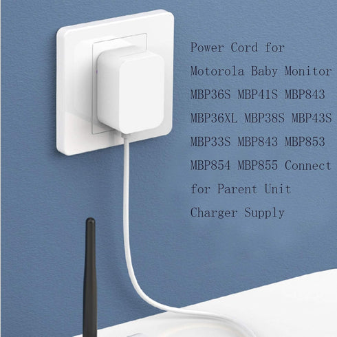 Power Cord for Motorola Baby Monitor MBP36S MBP41S MBP843 MBP36XL MBP38S MBP43S MBP33S MBP843 MBP853 MBP854 MBP855 Connect for Parent Unit Charger...