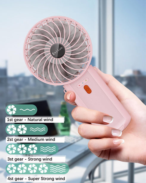2 Pack Portable Handheld Fan, Mini Hand Held Fan, 6-15H Cooling Small Personal Fan, 180° Foldable Mini Desk Fan with 4 Quiet Speed, Neck Fan w/Lan...