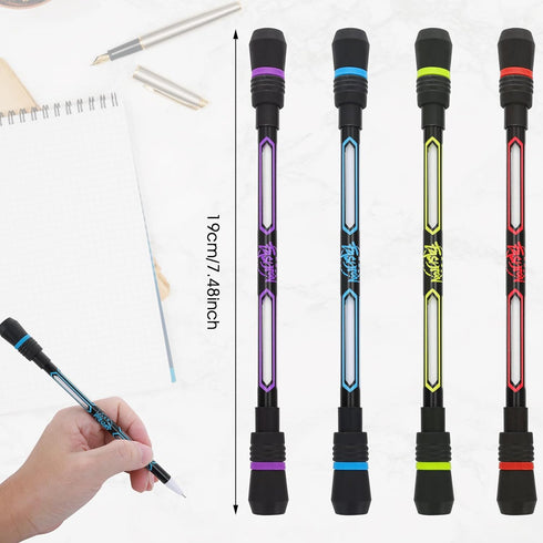 4 Pieces Spin Cool Pens, Rolling Finger Spin Game Pens with Weighted Ball Anti-Slip Stationery Set with Refills Black Ink for Students Entertainme...