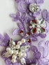 Zbroh Fine Lace Fabric Patches Embroidered rhinestones Trim Applique Decor Dress Decoration sew on sequins beads accessory one pair (light purple)...