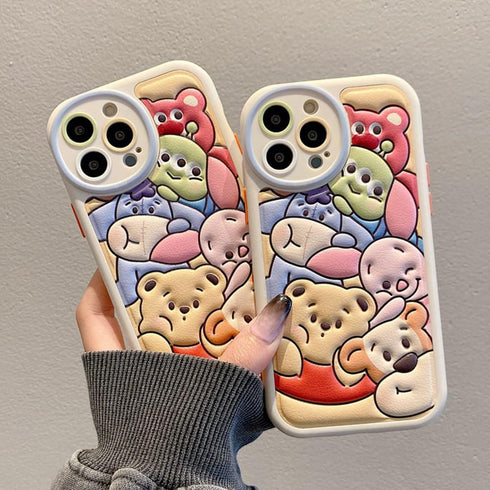Compatible with iPhone 14 Pro Cute Case, TPU Leather Phone Emboss Cartoon case Soft Rubber Shockproof Protective for iPhone 14 Pro Case Cover for ...