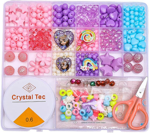 Gemnbo Jewelry Making Kit, 400 Pcs Acrylic Beads Bracelets Making Kit with Princess Rainbow Pendant, Colorful Pony Craft Beads with Heart Pearl Ch...