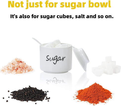 ONTUBE Ceramic Small Sugar Bowl with Lid and Spoon,Porcelain Sugar Pot,8oz (White)...