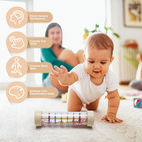 Baby Rain Stick, 7.7’’ Rain Stick Baby Toy for 6-12 Months, Rain Sticks for Kids, Rain Stick Rattle Shaker Baby Toys, Sensory Developmental Toy fo...