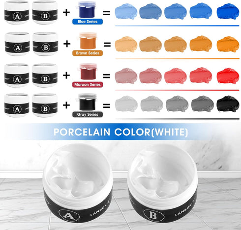 Tile and Fiberglass Tub Repair Kit, LANBOKIT Marble and Granite Repair Kit, Porcelain Repair Kit for Sink & Toilet, Epoxy and Quartz Countertop Re...
