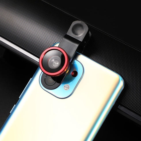 External Lens for Mobile Phone 3-in-1 Fisheye Macro Wide Angle Lens with Clip Aluminum Alloy Compatible with iPhone and Smartphones...