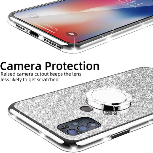 nancheng for BLU G91 Pro Case Girls Women Cute Slim Glitter Silicone Sparkly Luxury Cover with Ring Stand & Strap Shockproof Drop Full-Body Protec...