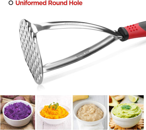 Joyoldelf Heavy Duty Potato Masher, Stainless Steel Integrated Masher Kitchen Tool & Food Masher/Potato Smasher with Non-slip Handle, Perfect for ...
