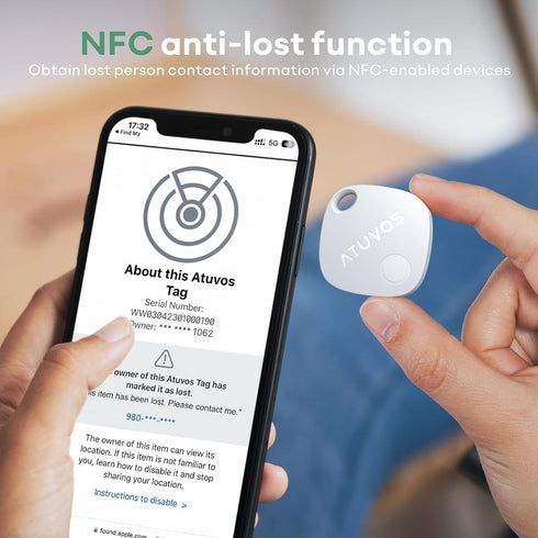 ATUVOS Smart Bluetooth Air Tracker 1 Pack, Keys Finder Works with Apple Find My (iOS only), Item Locator for Keys, Wallets, Bags, Luggage, Suitcas...