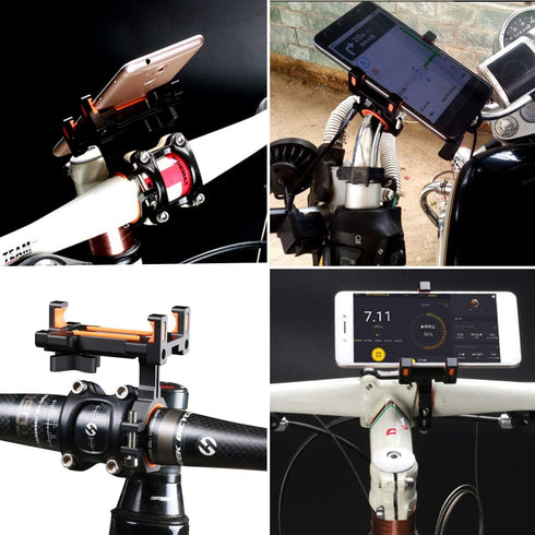 Motorcycle Bike Phone Mount Holder, Aluminum Bicycle Holder for Cell Phone 360° Rotation Bike Handlebar Phone Cradle, Compatible with Smartphones ...