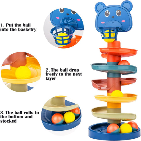 Ball Tower for Toddlers, Ball Drop and Roll Tower, Educational Development Toys for 2, 3, 4 Years Old Boys, Girls, Toddler Activities with 6 Balls...
