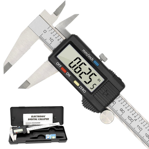 Digital Caliper Precise Measuring Tool, Vizbrite 6 inch Stainless Steel Electronic Vernier Calipers with Auto-Off Large LCD Screen, Accurate to ±0...