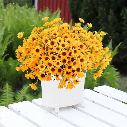 Uieke 6 Bundles Sunflowers Artificial Flowers Daisy Mums Fake Flowers Outdoor UV Resistant No Fade Fall Flowers 24 Stems Greenery Shrubs Indoor Ou...