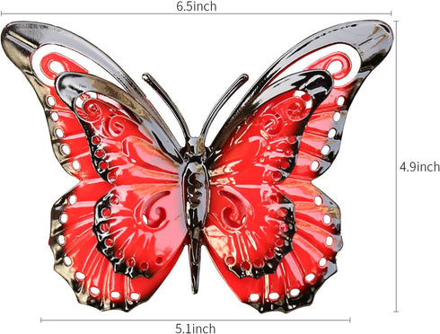 JETEXIM Metal Butterfly Wall Decor - 6.5'' 3d Butterfly Wall Accents, Fence Floral Wall Art For Home Yard Garden Patio Outdoor, Painted Double-lay...