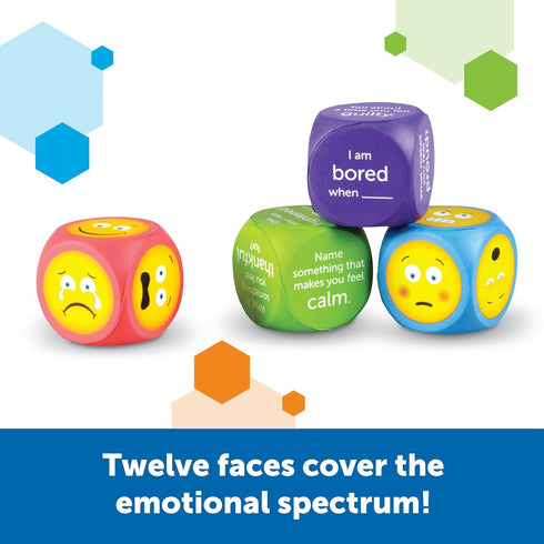 Learning Resources Soft Foam Emoji Cubes, Set of 4, Ages 3+, Conversation Cubes for Kids, Social Emotional Learning,...