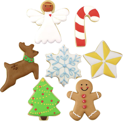 Christmas Cookie Cutters 7-Pc Set Made in USA by Ann Clark, Gingerbread Man, Christmas Tree, Star, Snowflake, Angel...
