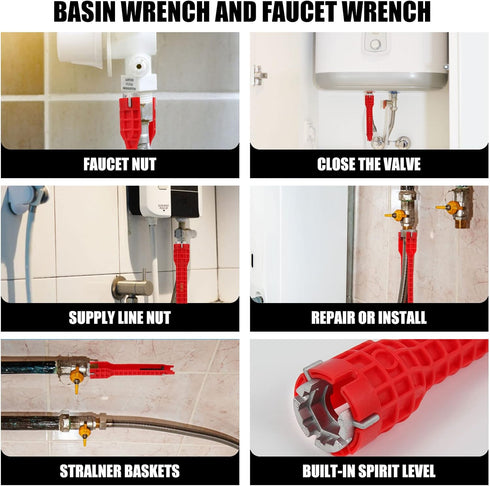Basin Wrench,14 in 1 Faucet and Sink Installer Multi Tool,Multi-Purpose Plumbing Wrench Faucet Wrench Sink Wrench Plumbers Wrench for Pipe and Tub...
