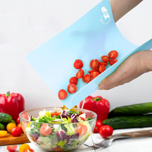 ZVP Flexible Plastic Cutting Board Set of 3 Gradient Color, Colorful Chopping Boards, BPA Free Mats, Non Slip, Dishwasher Safe, 15×12 Inch, Blue M...