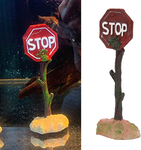 HEEPDD Aquarium Stop Warning Sign, Fish Warning Sign Resin Landscape Decoration for Small Medium Betta Fish 6.1x2.3x1.6in...