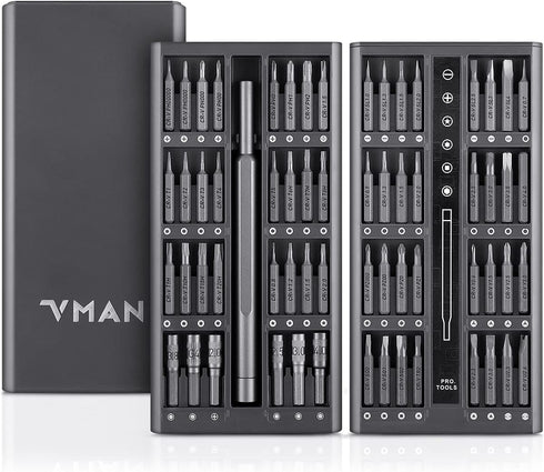 VMAN 63 in 1 Precision Screwdriver Set, Small Screwdriver Set, Premium Magnetic Mini Repair Tool Kit, Sturdy | Professional for Watch, Phone, Eyeg...