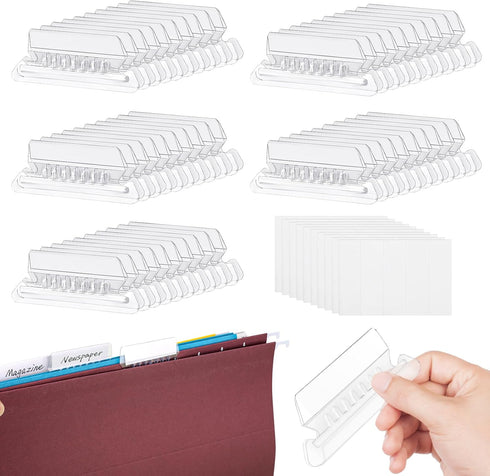 50-Pcs File Folder Labels for Hanging Folders Inserts File Tabs, 4-Inch Split File Organizer Inserts Plastic Tabs for School Learning, Office Supp...