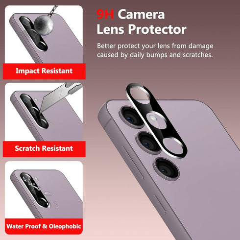 bersem [2+2 Pack Privacy Screen Protector for Samsung Galaxy S23 FE, 6.4 Inch with Tempered Glass Camera Lens Protector, Anti-Spy Flexible TPU Fil...
