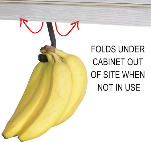 Gadjit Banana Hook Under Cabinet Hanger Ripens Bananas with Less Bruises, Folds up Out of Sight When Not in Use, Saves Countertop Space, Self-Adhe...