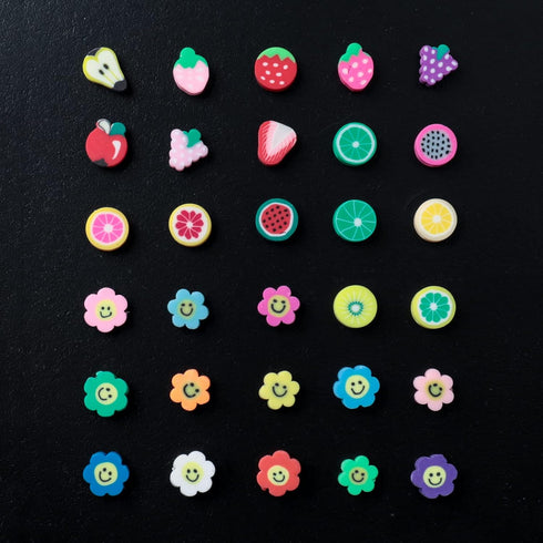 200pcs Mixed Fruit Spacer Beads Smile Face Beads Color Polymer Clay Beads, for DIY Jewelry Bracelet Earring Necklace Craft Making Supplies...