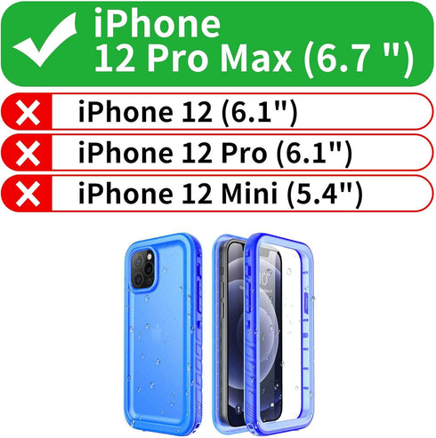 SPORTLINK Compatible with iPhone 12 Pro Max Waterproof Case - Built in Screen Protector Full Body Shockproof Dustproof IP68 Waterproof Case for iP...