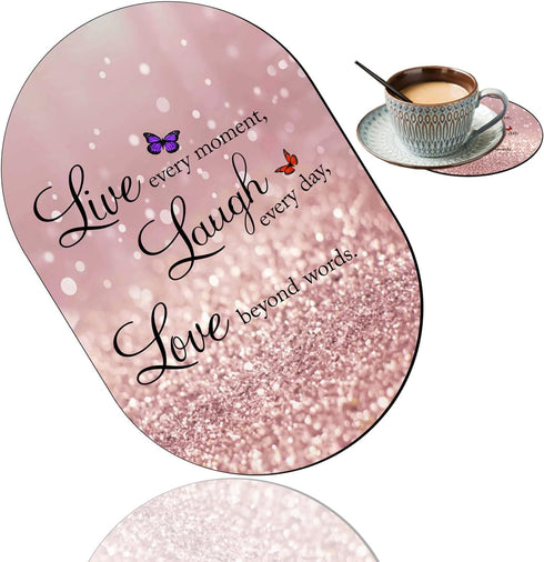 Advanced Texture Fashion Mouse Pad, Glitter Quote Live Laugh Love Non-Slip Rubber Base Gaming Mouse pad, Washable Lycra Surface Mouse Pad Design, ...