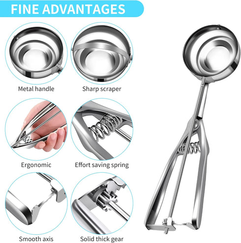 Cookie Scoop Set, Ice Cream Scoop Set with Multiple Size Trigger Small, Medium and Large Stainless Steel Cookie Scoops Set of 3 for Baking, Stainl...
