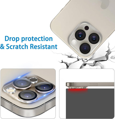 ?3 Pack?Dengduoduo Tempered Glass Camera Lens Protector for iPhone 15 Pro 6.1" & iPhone 15 Pro Max 6.7", Ultra HD, 9H Hardness, Anti-Scratch, Case...