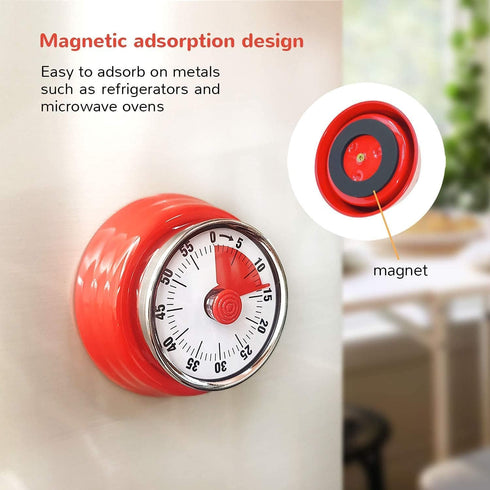 Mechanical Timer, Visual Countdown Timer, 60 Minutes Electronic Timer for Cooking, Classroom, Game, Study, Office, Magnetic Alarm Clock with Alarm...