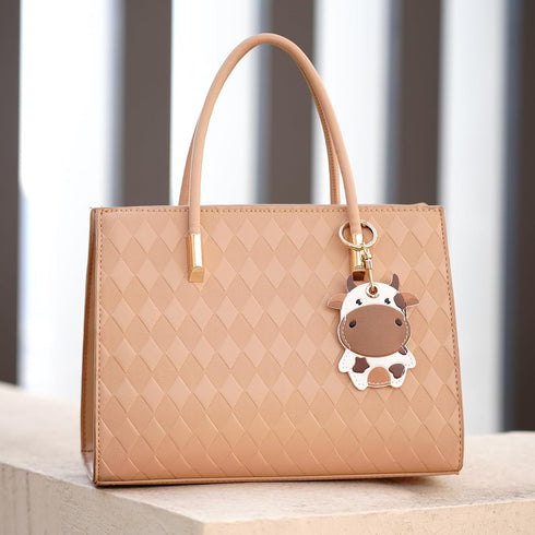 2 Pack Cute Cow Airtag Leather Keychain Holder Case, Kawaii Cow Key Ring Cover for Apple Airtag for Women Girls...