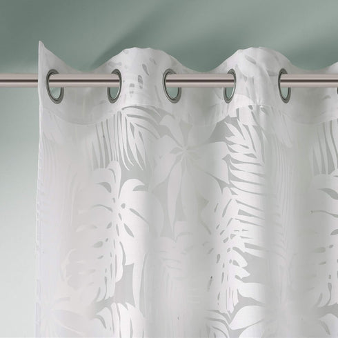 Madison Park Semi Sheer Single Curtain Modern Contemporary Botanical Print Out Design, Grommet Top, Window Drape for Living Room, Bedroom and Dorm...