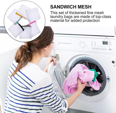 6pcs Laundry Bags Zipper Wash Bags Mini Mesh Washing Bags Net Bags Foldable Washing Machine Bags Soap Pouch Saver Laundry Pouch for Clothes Bed Sh...