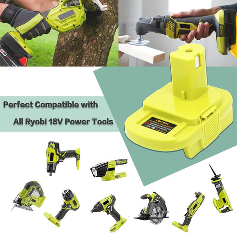 DM18RL Battery Adapter for Dewalt to Ryobi Battery Adapter, Convert Dewalt 20V Llithium Battery to Ryobi 18V P107 P108 Battery with 5V 2.1A MAX US...