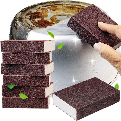 10Pcs Carborundum Sponge Nano Emery Sponges Pot Clean Brush Rust Eraser Grit Scouring Pads Pot Cleaning Pads with Carborundum for Quickly Cleans...