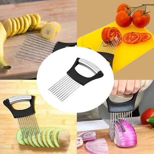 Stainless Steel Onion Holder for Slicing,Onion Slicer Holder,Onion Cutter for Slicing of Onions,Tomatoes,Avocados,Eggs and Other Vegetables,KItche...