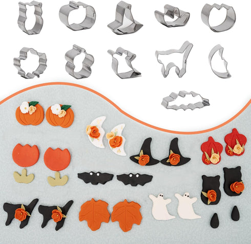 Halloween Polymer Clay Cutters - Winter Clay Cutters for Polymer Clay Jewelry, 11 Shapes Christmas Polymer Clay Molds, Pumpkin Ghost Holiday Clay ...