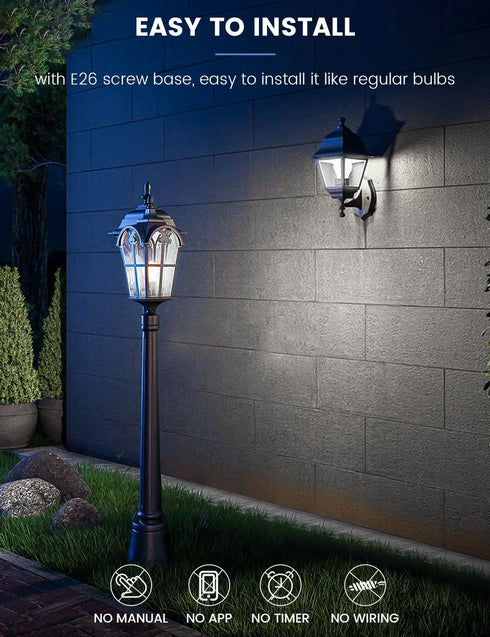 MikeWin Dusk to Dawn Light Bulbs Outdoor, Auto ON/OFF Light Sensor LED Bulb 13W(100W Equivalent) Super Bright A19 E26 5000K Daylight Security Ligh...