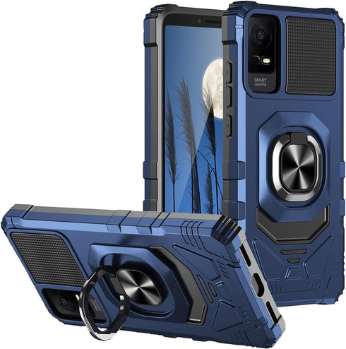 TJS Compatible for TCL ION X Case, TCL ION V Case, TCL 40 Z Case, Metal Ring Magnetic Support Kickstand Heavy Duty Drop Protection Cover Phone Cas...